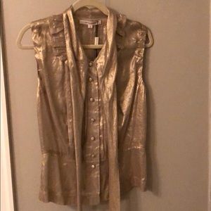 Marc Jacobs gold sheer blouse w/ Tie sz 4 w/ tags
